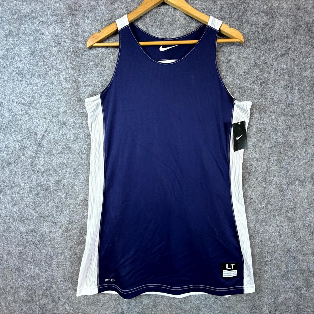 Nike Dri Fit Basketball Jersey Womens Blue White Round Neck Running Workout